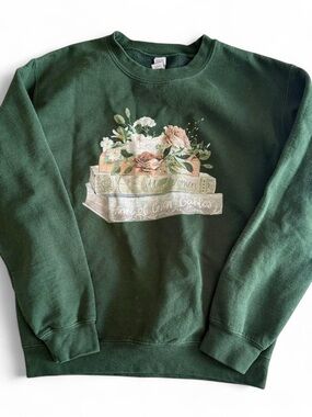 Floral Classic Book Graphic Crewneck Sweatshirt Size Small